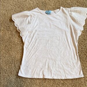 CeCe Ivory Flutter Sleeve Tee